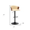 HomeRoots Cream and Black Faux Leather with Metal Swivel Adjustable Height Bar Chair - 3 of 4