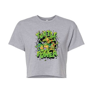 Women's - Teenage Mutant Ninja Turtles - Turtle Power New Cropped Graphic T-Shirt - 1 of 4