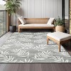 Coucheta Modern Leaves Low-Pile Area Rug, Non-Shedding  Easy-Care for Outdoor Indoor Patio, Living Room, Bedroom - 2 of 4