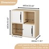 Racxily Wooden Storage Cabinet with Sliding Doors,2-Tier Open and Closed Shelves Organizer,Natural Wood Finish with White Panels - 3 of 4