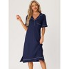 cheibear Women's Summer Collared Button Up Short Sleeves Casual Lounge Nightgowns - 2 of 4