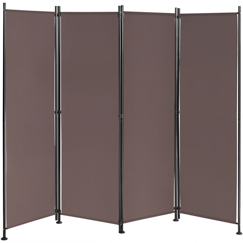 Costway 4-Panel Room Divider Folding Privacy Screen w/Steel Frame Decoration Brown, 1 of 11