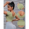 INSPIRE CHIC 2 Pcs Women's U Neck Short Sleeve Deep V Back Workout Tank Tops with Built-in Bras - 3 of 4