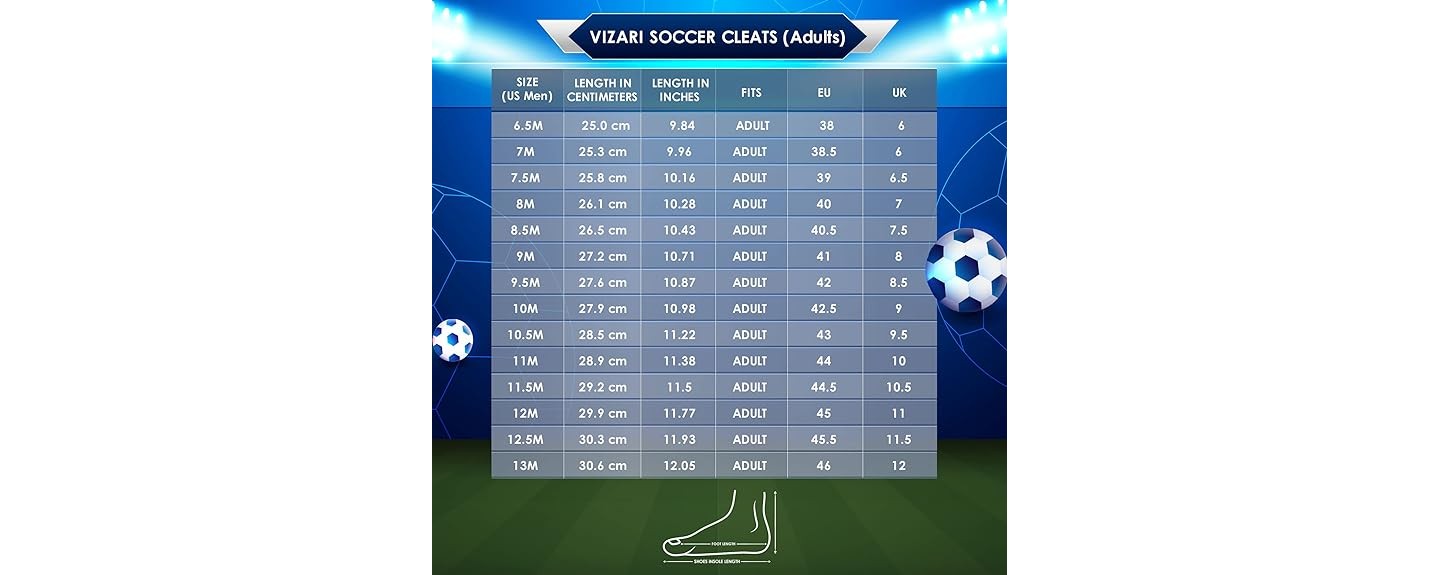 Vizari Men's Valencia Soft Ground Soccer Shoes - Blue/White, Size 13, цвет: Чёрный — фото 5