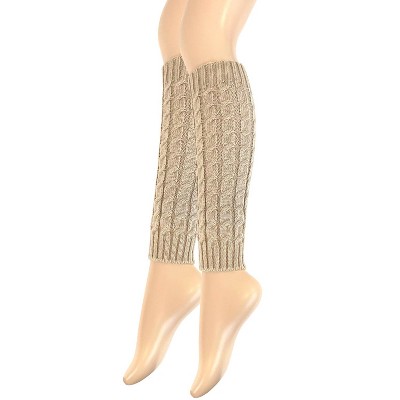 Wrapables Women's Cable Knit Leg Warmers, Khaki - image 2
