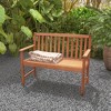 Tangkula Patio Wood Bench 2-Seat Outdoor Bench w/ Cozy Armrests & Backrest - 4 of 4