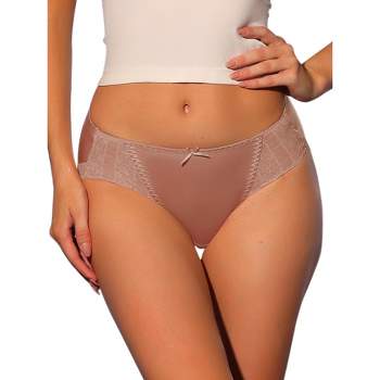 Allegra K Women's Satin Mid-Rised Comfortable Lace Trim Breathable Briefs