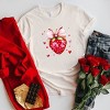 Coquette Strawberry Hearts Watercolor - Women's Short Sleeve Graphic T-Shirt - 2 of 4