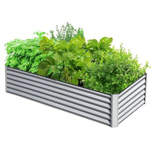 NAYSAYE Galvanized Raised Garden Bed Large Outdoor Metal Planter Box for Vegetables Fruits and Flowers, Silver and White, 70.87"*35.43"*17.72" - 1 of 4