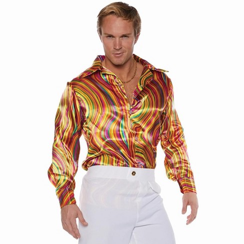 Dreamgirl Mens 70s Disco Shirt Costume, Adult Fashion Disco Dude Halloween  Costume