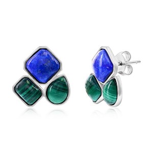 Bella Silver Sterling Silver, Multi-Shaped Malachite & Lapis Earrings - Multi - 1 of 2