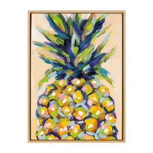 23" x 33" Sylvie Pineapple Study No 2 Framed Canvas Wall Art by Rachel Christopoulous Natural - Kate and Laurel - 1 of 4