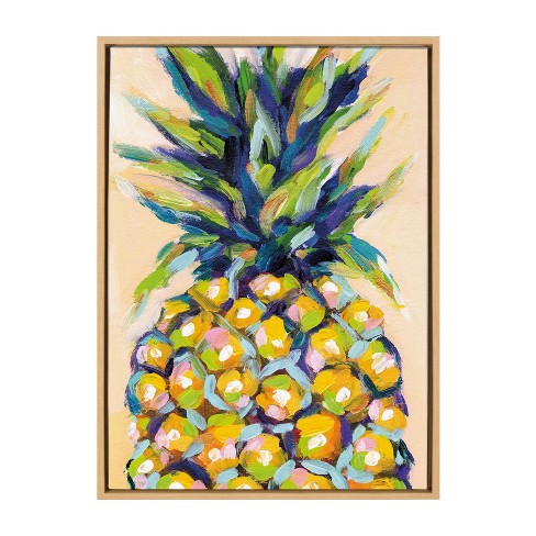 23 X 33 Sylvie Pineapple Study No 2 Framed Canvas Wall Art By Rachel Christopoulous Natural Kate And Laurel Target
