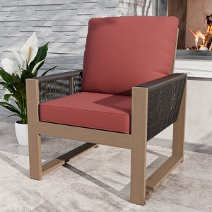 EAGLE PEAK Natural Cedar Patio Dining Chair, Real Wood Outdoor Furniture with Cushion - 1 of 4