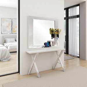 Royal Hampton Dresser Mirror, 46 Inch Glossy White Lacquer, Solid Wood Frame - 1 of 4