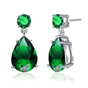 Guili Sterling Silver White Gold Plated Drop Earrings with Colored Cubic Zirconia Accents, A Chic and Elegant Addition to Any Jewelry Collection - 1 of 3