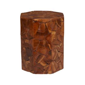 Contemporary Teak Wood Round Accent Table Brown - Olivia & May
