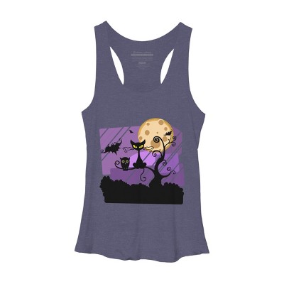 Women's Design By Humans Night Halloween moon By ChadiElHanchi Racerback Tank Top