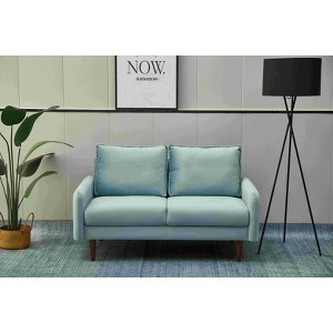 Velvet Loveseat Mid-Century Modern Sofa Tufted Couch with Wooden Legs for Living Room - 1 of 4