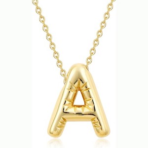 Bubble Initial Necklace Gold Plated Balloon Charm Birthday Gift - 1 of 4