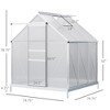 6' x 6' x 6.5' Polycarbonate Greenhouse with Aluminum Frame, Walk-in Heavy Duty Green House with Adjustable Roof Vent, Rain Gutter and Sliding Door - 3 of 4