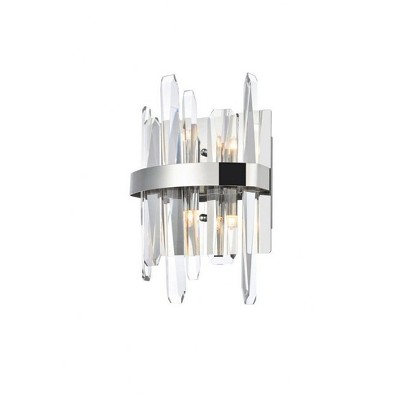 Chrome Crystal 2-Light Dimmable Wall Sconce