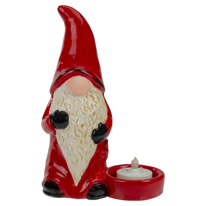 Northlight 7" Red and Black Gnome Tea Light Christmas Candle Holder, 2 of 6