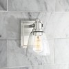 Possini Euro Design Osborne Modern Wall Light Sconce Brushed Nickel Hardwire 5" Fixture Clear Glass Shade for Bedroom Bathroom Vanity Living Room Home - 2 of 4