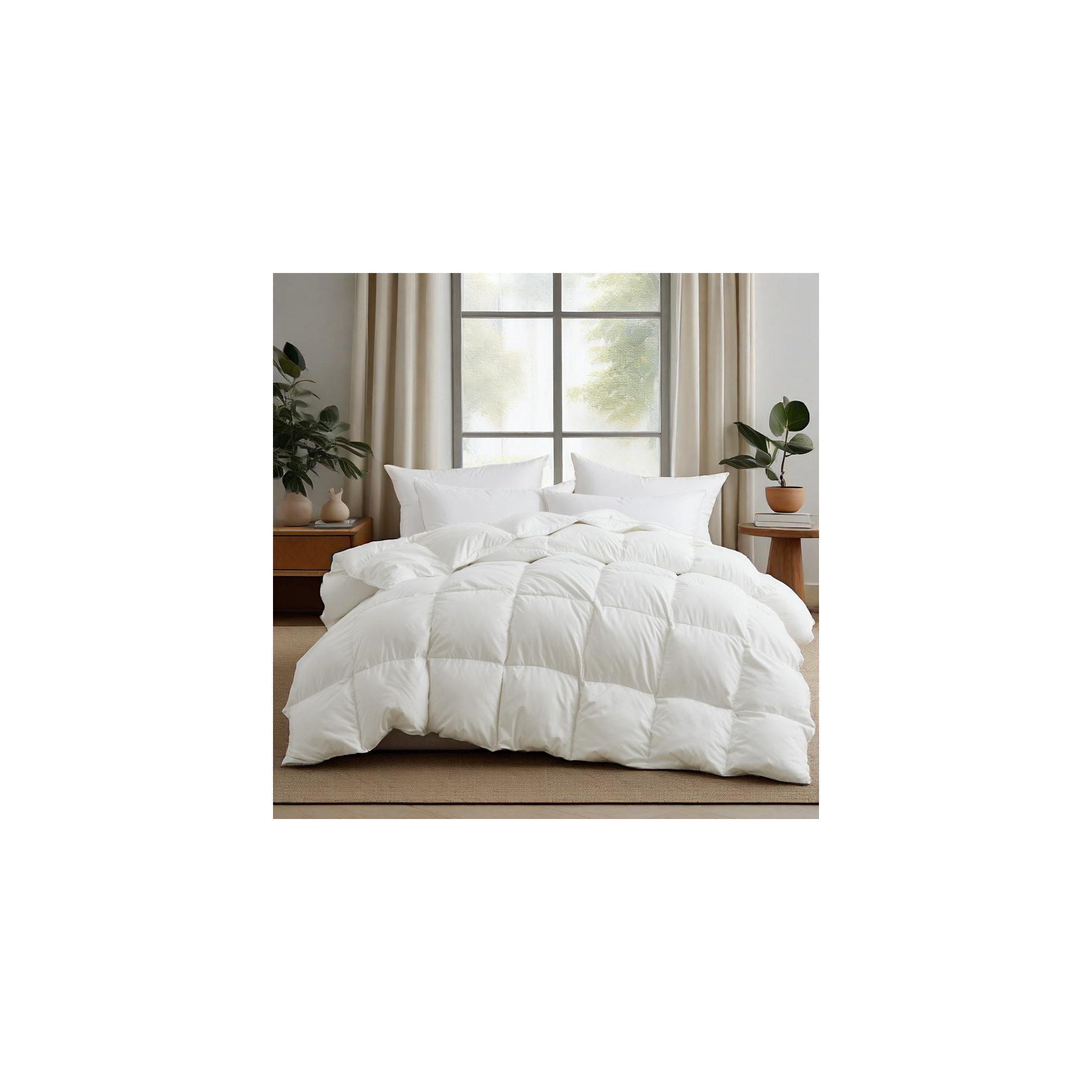 Peace Nest Heavyweight Extra Warmth White Goose Feather Down Fiber Duvet Comforter Insert, White, Twin