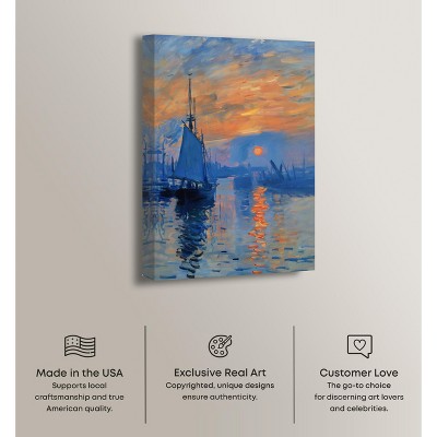 Till Dusk Sailing 24" x 36" Blue and Orange Canvas Wall Art