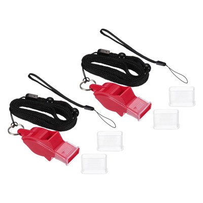 Unique Bargains ABS Referee Official Coach Whistles with Lanyard and Mouth Grip 2 Sets