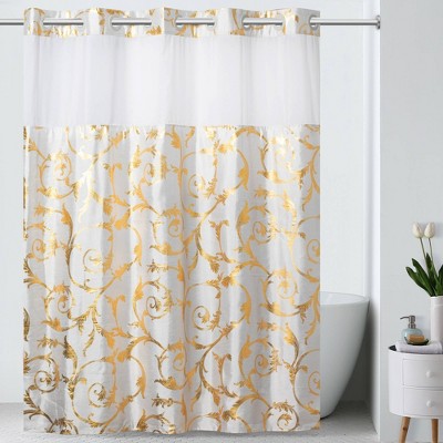 Tassel Shower Curtain with Fabric Liner Gold - Hookless