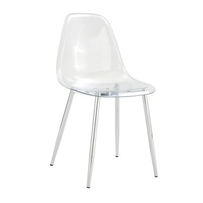 MAYEERTY Transparent Ergonomic Dining Chairs Set of 3 - Clear Cushion, Silver Legs, Stylish