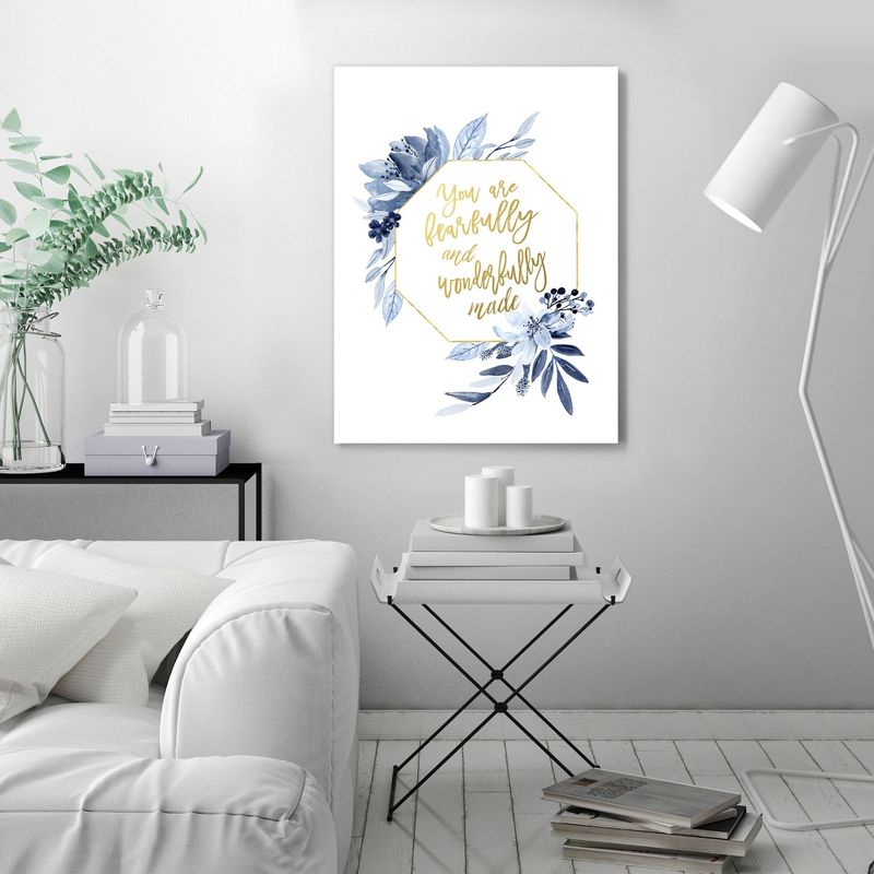 Americanflat Motivational Fearfully And Wonderfully Blue Flowers By Wall + Wonder Unframed Canvas Wall Art, 1 of 6