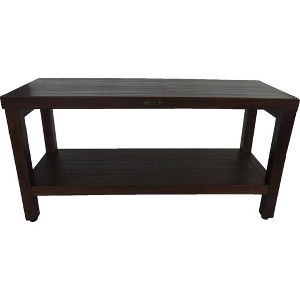 HomeRoots Rectangular Teak Shower Outdoor Bench With Shelf In Brown Finish - 1 of 4