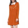 Allegra K Women's Contrast Collar Cat Face Printed Long Sleeve Swing Flare Mini Dress - 3 of 4