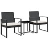 vidaXL 3 piece Patio Dining Set with Cushions Black PP Rattan - 2 of 4