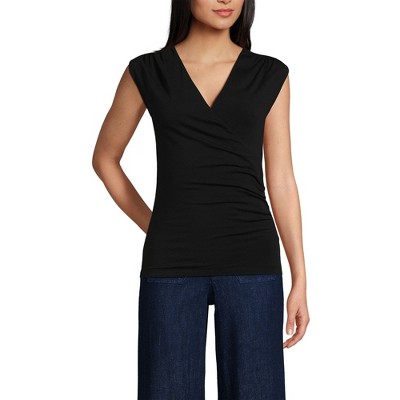 Lands' End Women's Lightweight Jersey Wrap Front Top