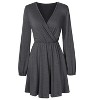 Coolmee Women's Dresses Wrap V-Neck Casual Ruffle Long Sleeve A-Line Mini Dress - 4 of 4