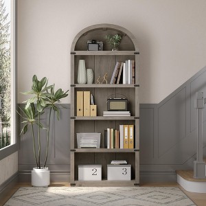 71" Tall Arched Bookshelf,Bookcase with Storage,Mid-Century Modern 5-Tier Bookshelf with Door, for Living Room,Kitchen,Home Office - 1 of 4
