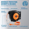 VEVOR Retractable Extension Cord Reel, 30 FT, Heavy Duty 16AWG/3C SJTOW Power Cord, with Lighted Triple Tap Outlet 10 Amp Circuit Breaker, Orange - 4 of 4