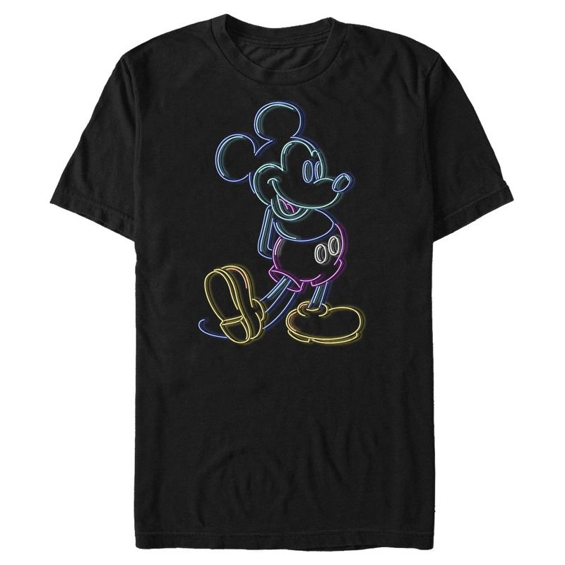 Men's Mickey & Friends Mickey Mouse Classic Neon Light T-Shirt, 1 of 5