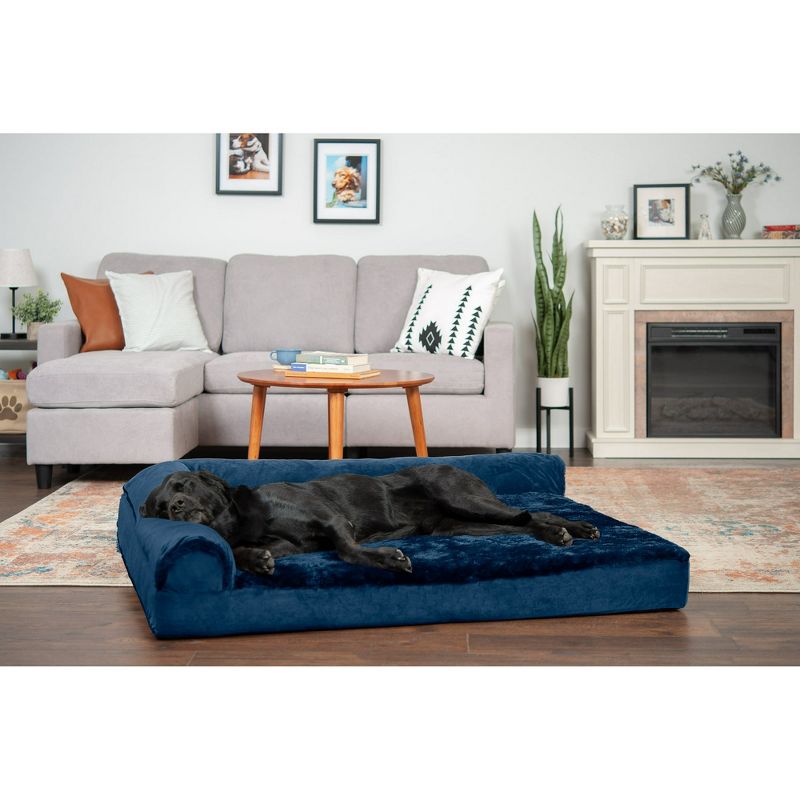 FurHaven Plush & Velvet Deluxe Chaise Lounge Cooling Gel Top Memory Foam Sofa Dog Bed, 3 of 4