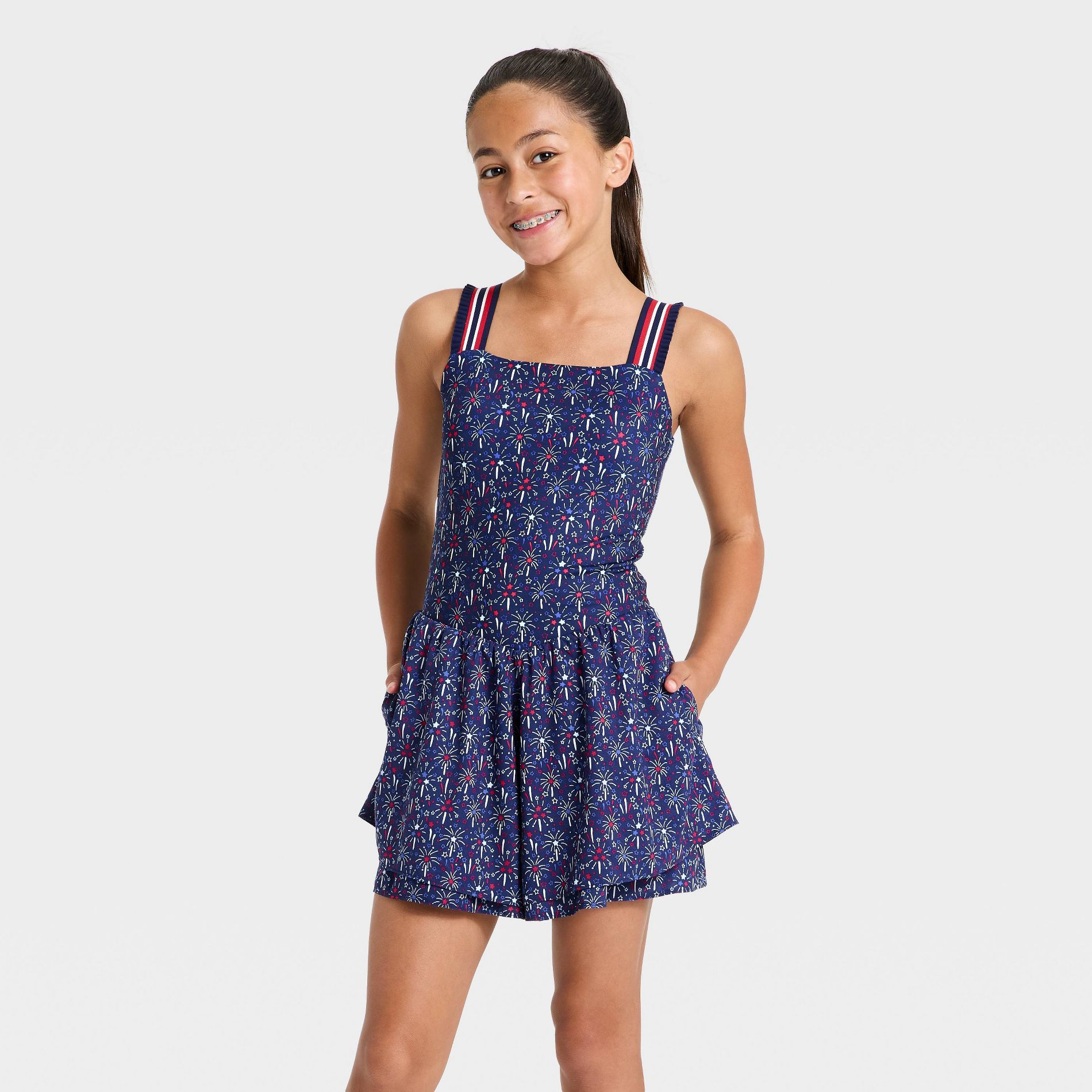 Girls’ 4th of July Active Romper - All In Motion™
