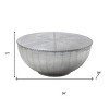 HomeRoots 39" Silver Aluminum Aviator Round Drum Coffee Table - 3 of 4