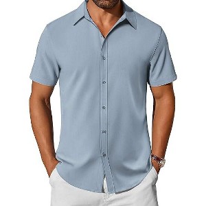 COOFANDY Mens Casual Shirts Short Sleeve Button Down Shirt Wrinkle Free Summer Shirt - 1 of 4