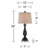 Regency Hill Ben Rustic Farmhouse Table Lamps Set of 2 with Round Risers 26" High Dark Bronze Beige Linen Drum Shade for Bedroom Living Room Bedside - 4 of 4