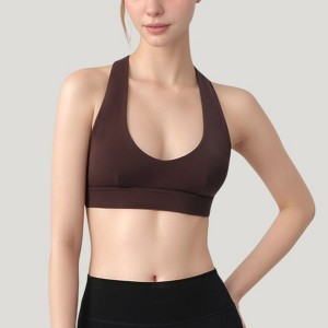 Anna-Kaci Active Women's Low Scoop Neck Sports Bra with Open Back Strap Design and Supportive Elastic Band - 1 of 4