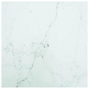 vidaXL Table Top, White 23.6"x23.6" 0.2" Tempered Glass with Marble Design - 1 of 4