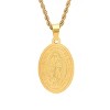 Steeltime 18" 18k gold plated stainless steel oval religious pendant - 2 of 4